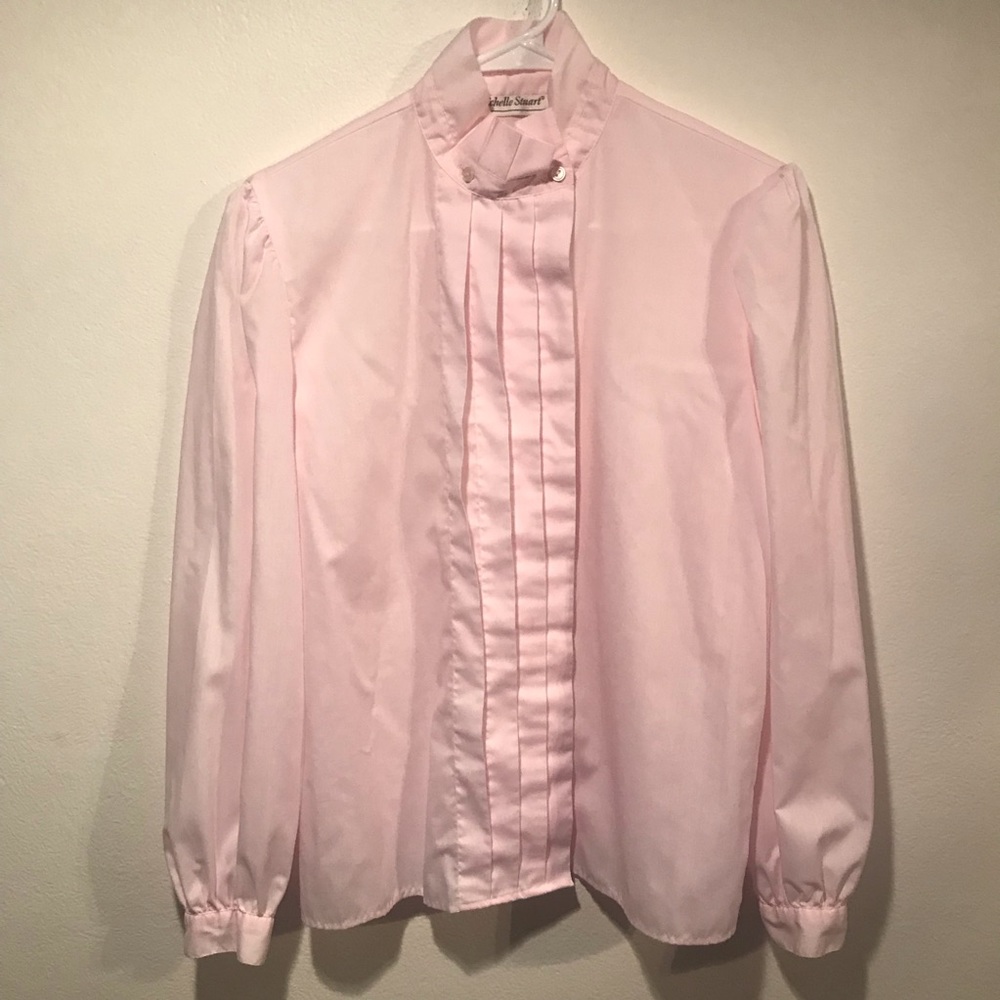 Vintage Pale Pink Tuxedo Style Blouse